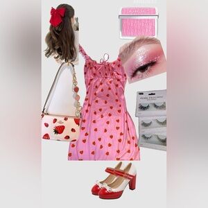 Pink Strawberry Print Dress
